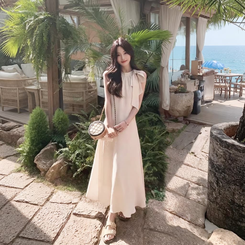 Éclat Bow Shoulder Maxi Dress