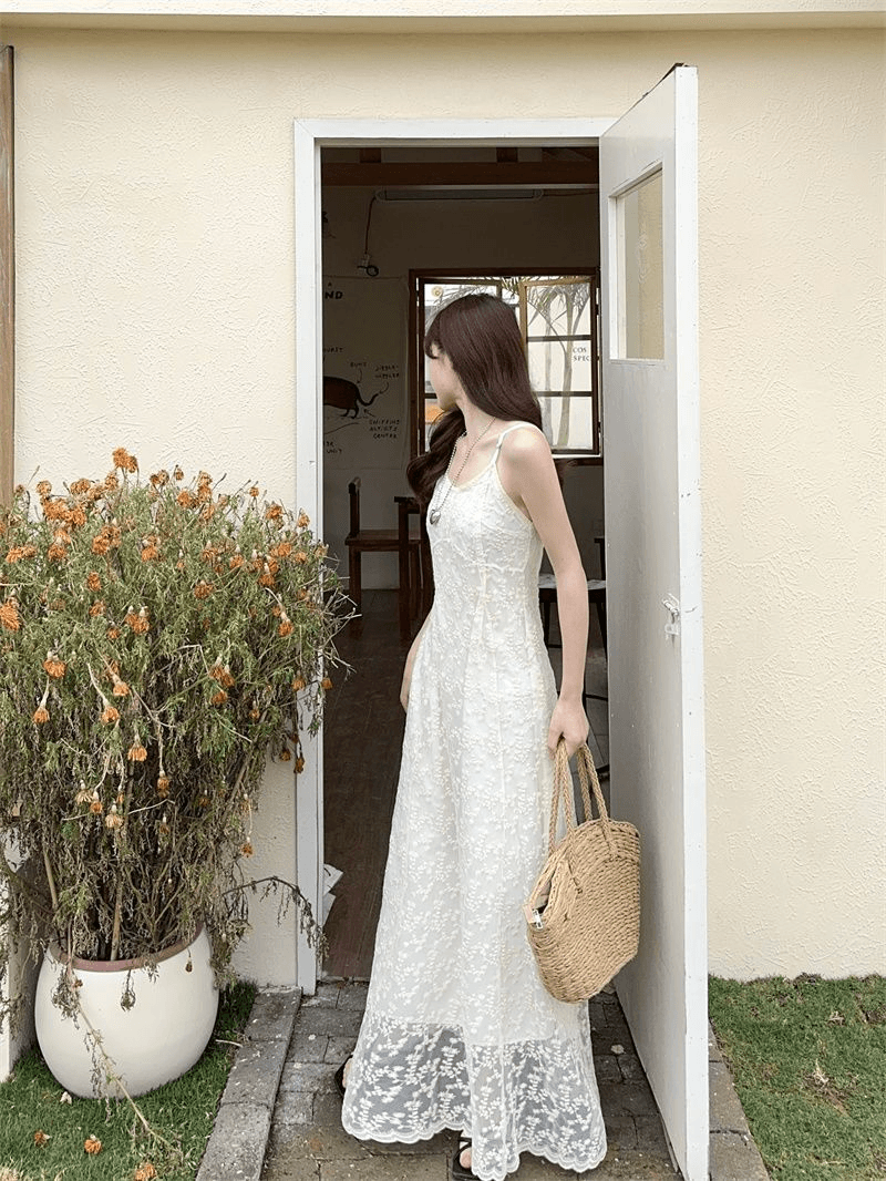 Ethereal Blossom Lace Maxi Dress