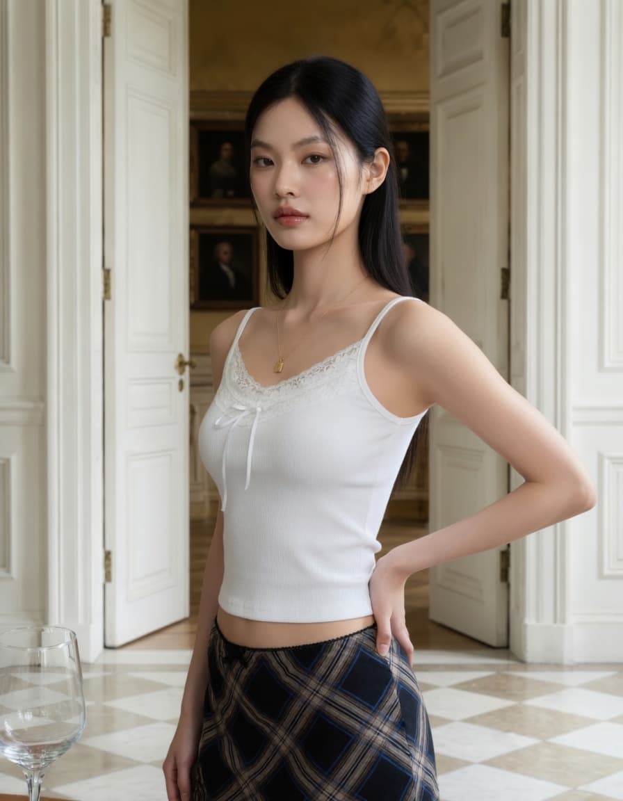 1+1 Lace Trim Ribbon Camisole