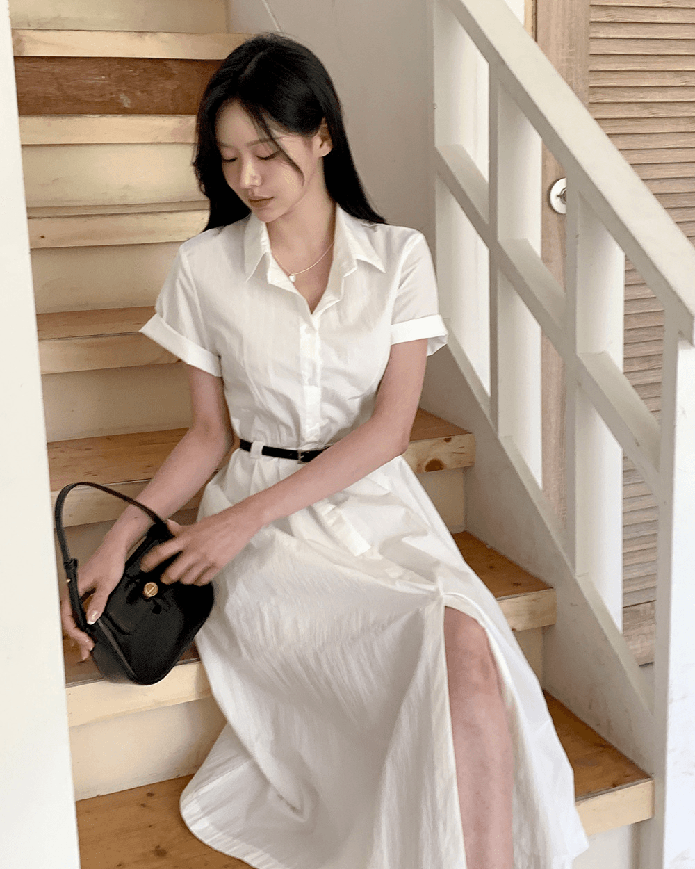 Graceful Belted Shirt Dress