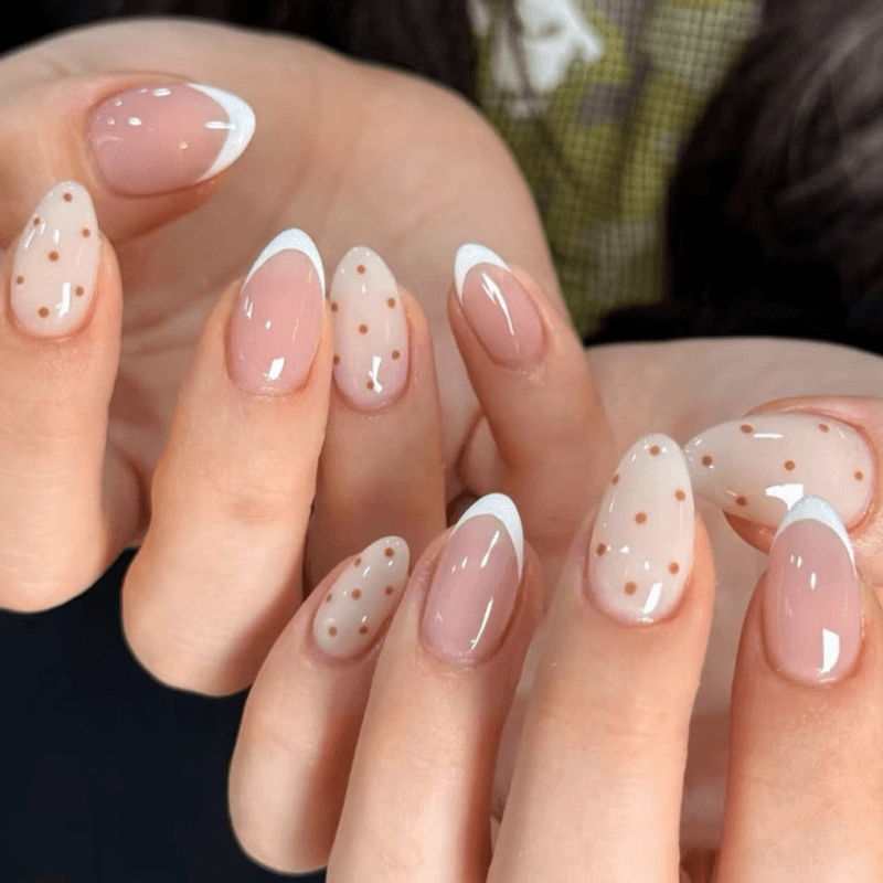 Dotted Almond Nail Tips