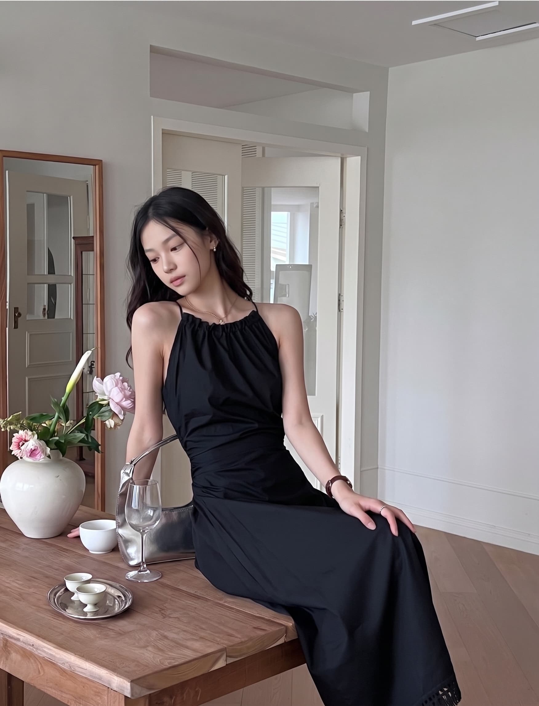 Backless Halter Maxi Dress